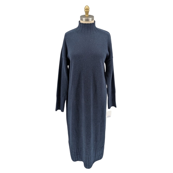 00526 Sweaty Betty Turtleneck Wool Chunky Sweater Dress Blue Size 10 fall winter - Picture 1 of 8